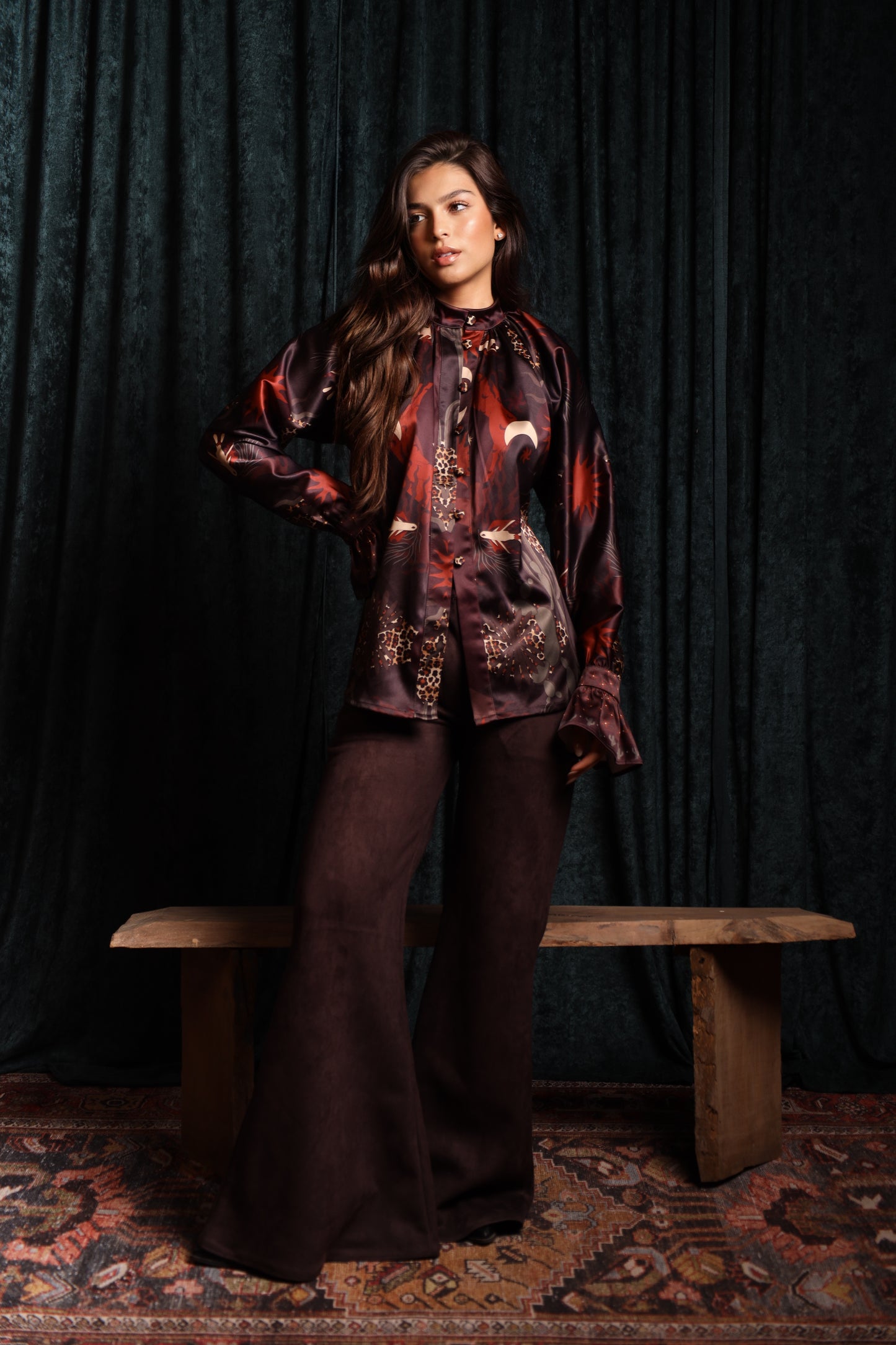 Sandstone satin shirt