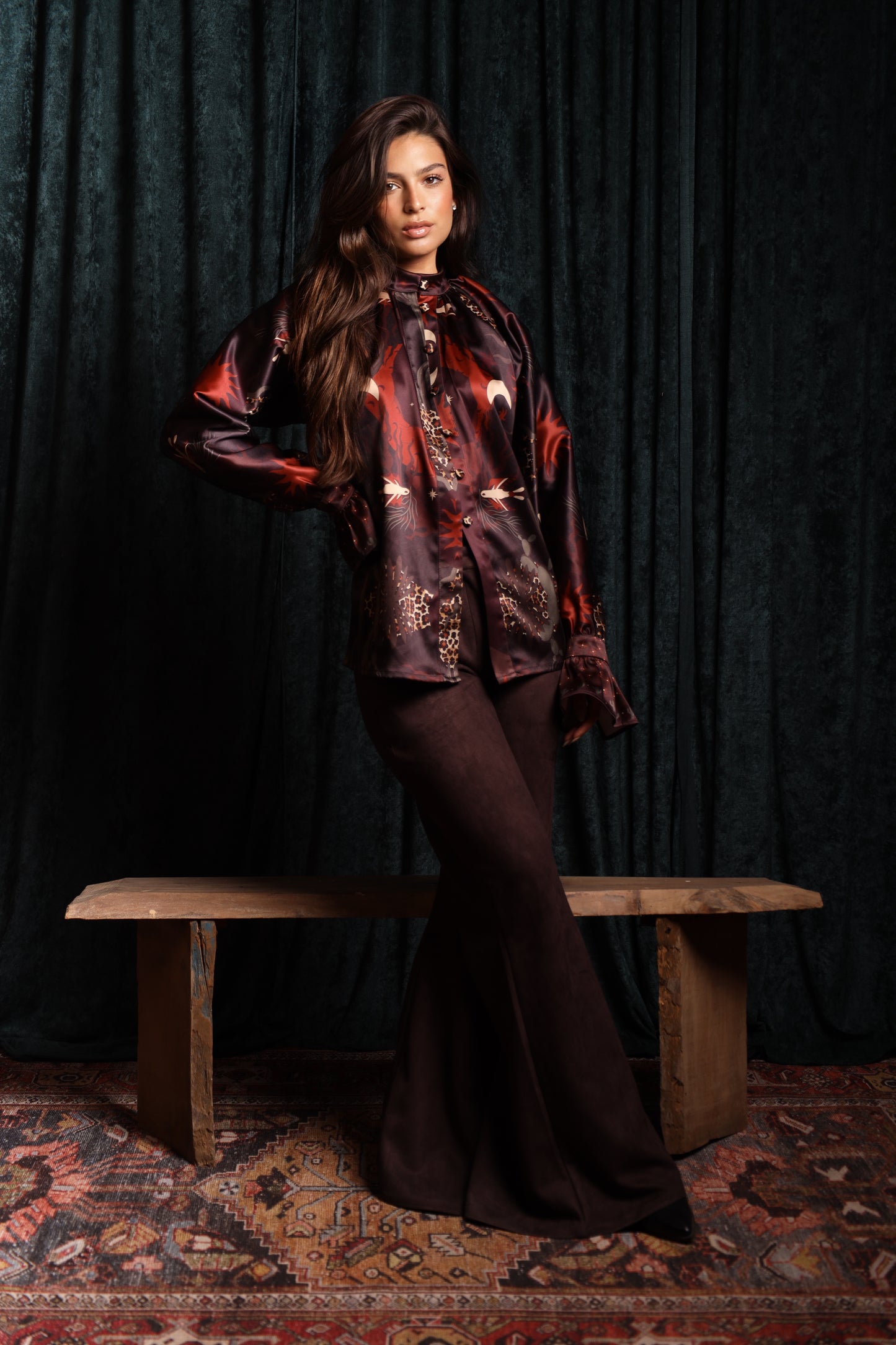 Sandstone satin shirt