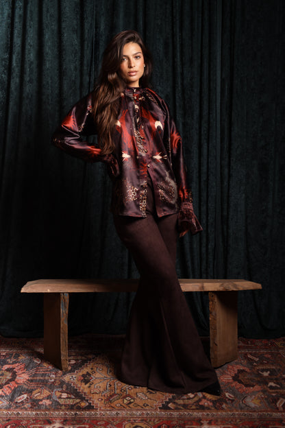 Sandstone satin shirt