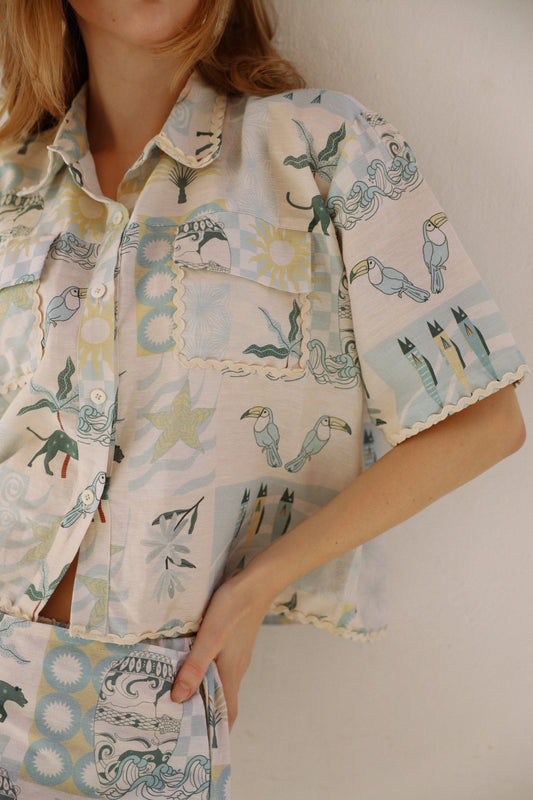 Mosaic Tides Linen Shirt