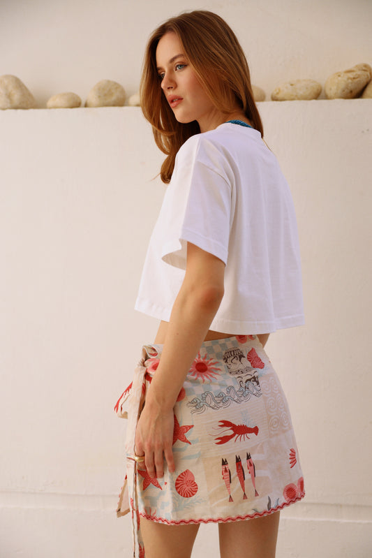 Lobster Cove linen wrap skirt