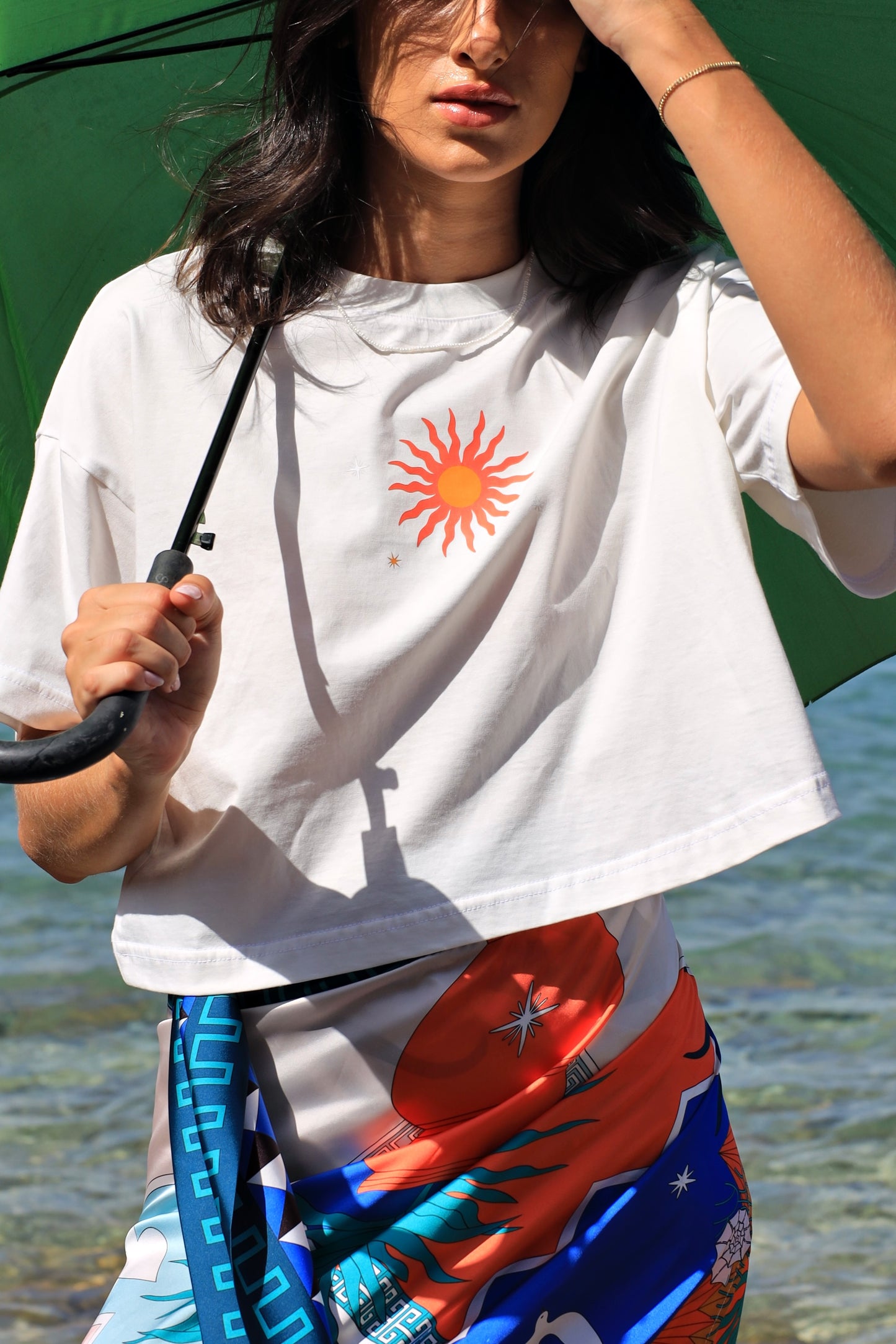 SOL I CROPPED WHITE T-SHIRT