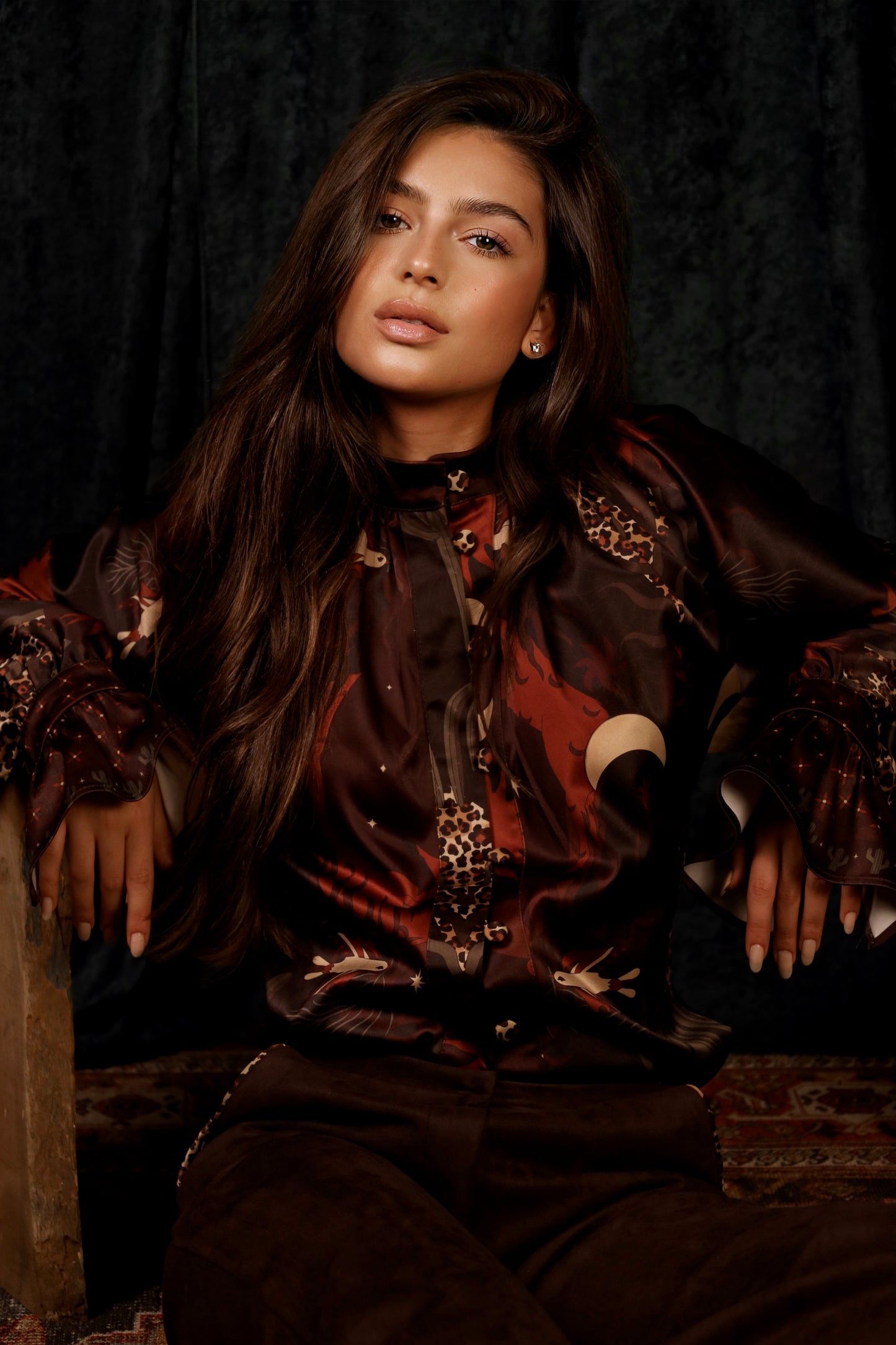 Sandstone satin shirt